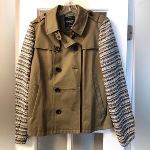 Madewell Olive Green Mixed-Sleeve Peacoat